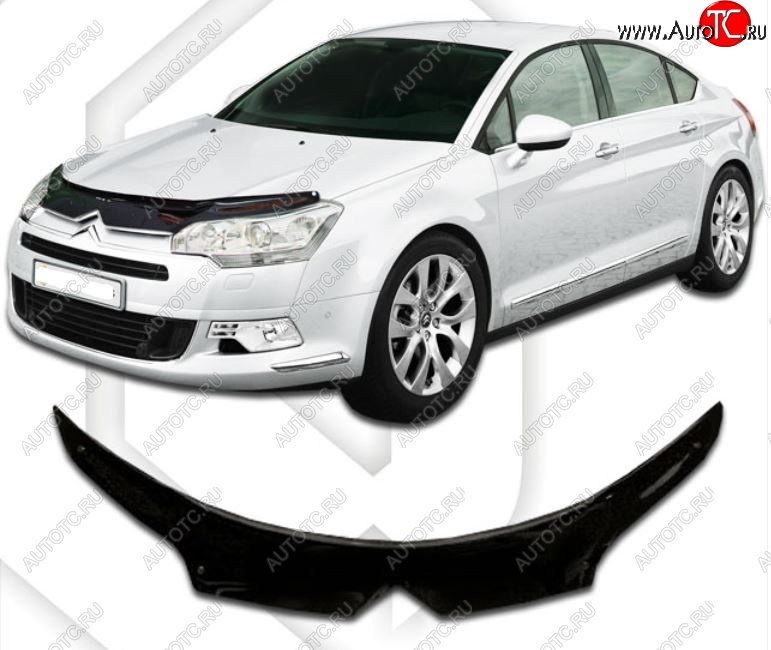 2 199 р. Дефлектор капота CA-Plastic exclusive  CITROEN C5 ( RD,  RW) (2008-2017) дорестайлинг, седан, доресталийнг, универсал (Classic черный, Без надписи)  с доставкой в г. Горно‑Алтайск