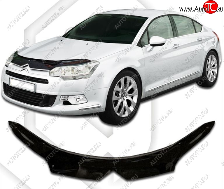 2 159 р. Дефлектор капота CA-Plastic  CITROEN C5 ( RD,  RW) (2008-2017) дорестайлинг, седан, доресталийнг, универсал (Classic черный, Без надписи)  с доставкой в г. Горно‑Алтайск