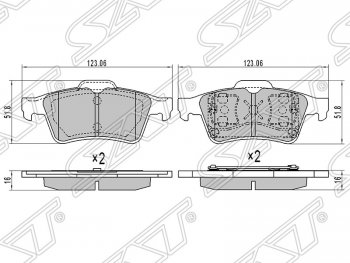 Колодки тормозные SAT (задние) Ford Focus (2), Mazda 3/Axela (BK,  BL)