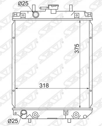 Радиатор двигателя SAT (пластинчатый, МКПП/АКПП) Daihatsu (Дайхатсу) Sirion (Сирион) (1998-2005),  YRV (УРВ) (2000-2005), Toyota (Тойота) Duet (Дуэт) (1998-2004)
