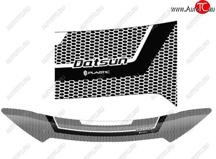 2 369 р. Дефлектор капота CA-Plastiс  Datsun on-DO (2014-2019) седан дорестайлинг (Серия Art серебро)  с доставкой в г. Горно‑Алтайск