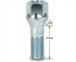 26 р. Колёсный болт длиной 27 мм Вектор M12 1.25 27 под гаечный ключ Dong Feng H30 Cross дорестайлинг (2010-2013). Увеличить фотографию 1