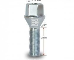 Колёсный болт длиной 28 мм Вектор M12 1.25 28 под гаечный ключ ГАЗ 31107 (2004-2009) 