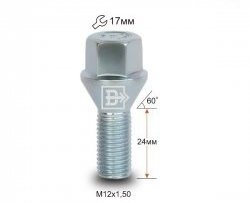 83 р. Колёсный болт длиной 24 мм Вектор M12 1.5 24 под гаечный ключ Geely Belgee X50 SX11 (2023-2025). Увеличить фотографию 1