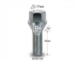 Колёсный болт длиной 28 мм Вектор M12 1.5 28 под гаечный ключ 