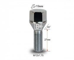 Колёсный болт длиной 27 мм Вектор M12 1.75 27 под гаечный ключ (пос.место: конус) Ford Expedition UN93 дорестайлинг (1996-1998) 