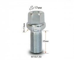 123 р. Колёсный болт длиной 25 мм Вектор M14 1.5 25 под гаечный ключ Mercedes-Benz S class W140 Седан (1991-1998). Увеличить фотографию 1