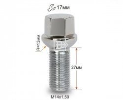 Колёсный болт длиной 27 мм Вектор M14 1.5 27 под гаечный ключ (пос.место: сфера) Mercedes-Benz ML class W164 рестайлинг (2008-2011) 