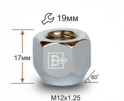 Колёсная гайка Вектор M12 1.25 CITROEN Nemo (2007-2018) 