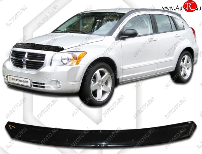 1 839 р. Дефлектор капота CA-Plastic  Dodge Caliber (2006-2012) (Classic черный, Без надписи)  с доставкой в г. Горно‑Алтайск