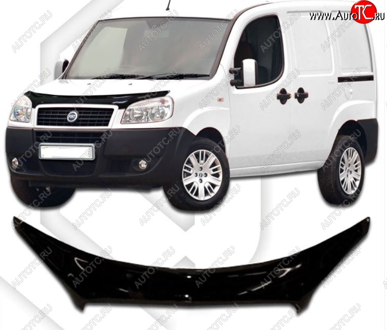 2 399 р. Дефлектор капота CA-Plastiс exclusive  Fiat Doblo  223 (2005-2016) рестайлинг (Classic черный, Без надписи)  с доставкой в г. Горно‑Алтайск