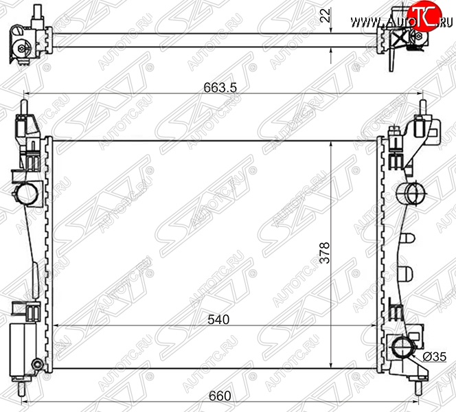 6 249 р. Радиатор двигателя SAT (пластинчатый, 1.0/1.2/1.4/1.6, МКПП/АКПП) Fiat Grande Punto (2005-2012)  с доставкой в г. Горно‑Алтайск