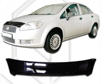 1 999 р. Дефлектор капота CA-Plastic Fiat Linea (2007-2016) (Classic черный, Без надписи)  с доставкой в г. Горно‑Алтайск. Увеличить фотографию 1