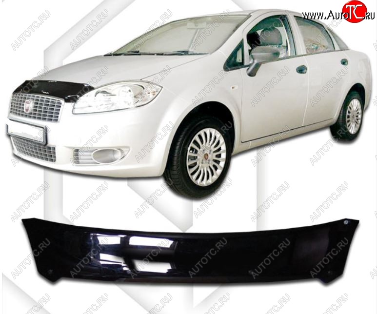 1 999 р. Дефлектор капота CA-Plastic  Fiat Linea (2007-2016) (Classic черный, Без надписи)  с доставкой в г. Горно‑Алтайск