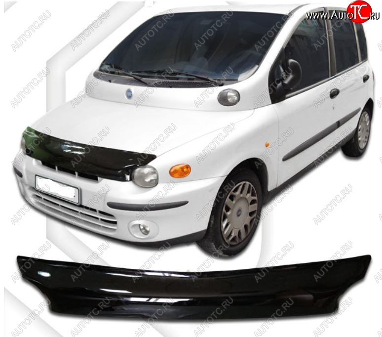 2 079 р. Дефлектор капота CA-Plastic  Fiat Multipla (1998-2010) (Classic черный, Без надписи)  с доставкой в г. Горно‑Алтайск