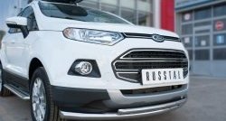 Защита переднего бампера (2 трубыØ63 и 42 мм, нержавейка) SLITKOFF Ford (Форд) EcoSport (ЭкоСпорт) (2013-2019) дорестайлинг