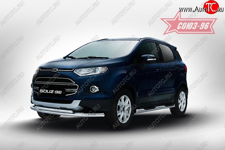 4 799 р. Защита переднего бампера двойная Souz-96 (d60/42)  Ford EcoSport (2013-2019) дорестайлинг  с доставкой в г. Горно‑Алтайск