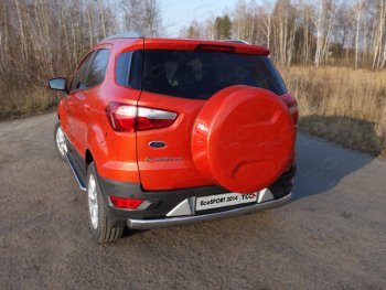 Защита заднего бампера (овальная) ТСС (нержавейка d75х42 мм) Ford (Форд) EcoSport (ЭкоСпорт) ( B515) (2013-2019) B515 дорестайлинг, рестайлинг