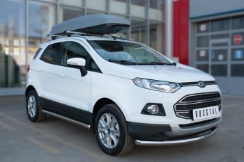 10 999 р. Защита порогов (труба D63 мм) SLITKOFF Ford EcoSport дорестайлинг (2013-2019) (Защита порогов с закругленными торцами (вариант 3))  с доставкой в г. Горно‑Алтайск. Увеличить фотографию 3