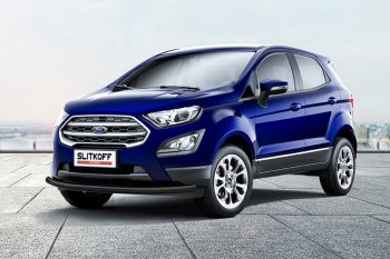 12 649 р. Защита заднего бампера Slitkoff (d57 мм)  Ford EcoSport  B515 (2017-2019) рестайлинг (Нержавейка, Полированная)  с доставкой в г. Горно‑Алтайск. Увеличить фотографию 2