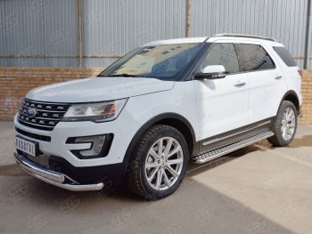 22 949 р. Защита переднего бампера (2 трубыØ63 и 75х42 мм, нержавейка) Russtal Ford Explorer U502 1-ый рестайлинг, 5 дв. (2015-2018)  с доставкой в г. Горно‑Алтайск. Увеличить фотографию 3