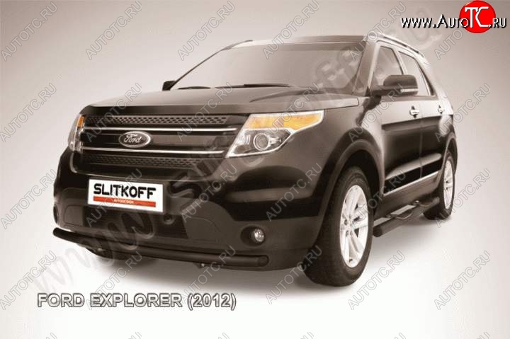 10 499 р. Защита переднего бампера d57 Slitkoff Ford Explorer U502 дорестайлинг (2010-2016) (Цвет: серебристый)  с доставкой в г. Горно‑Алтайск