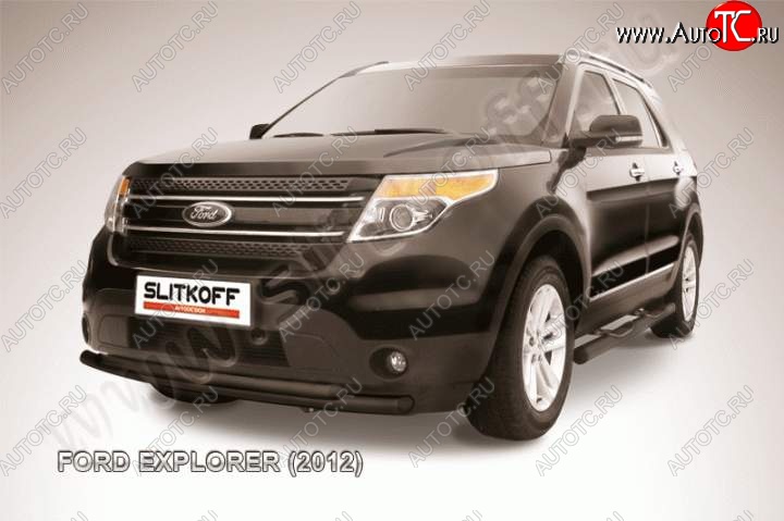 12 999 р. Защита переднего бампера d57/d57 Slitkoff Ford Explorer U502 дорестайлинг (2010-2016) (Цвет: серебристый)  с доставкой в г. Горно‑Алтайск