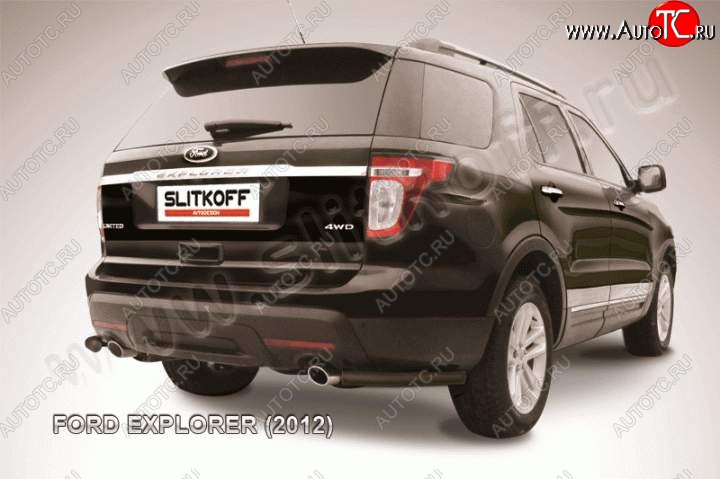 7 749 р. Защита заднего бампера из уголков d57 Slitkoff Ford Explorer U502 дорестайлинг (2010-2016) (Цвет: серебристый)  с доставкой в г. Горно‑Алтайск