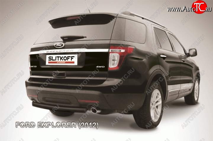 9 849 р. Защита заднего бампера d76 Slitkoff Ford Explorer U502 дорестайлинг (2010-2016) (Цвет: серебристый)  с доставкой в г. Горно‑Алтайск