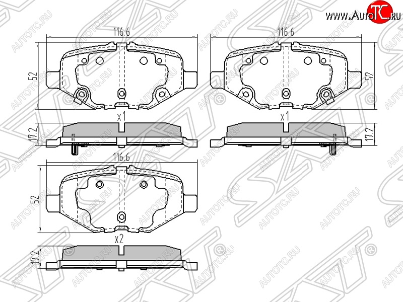 1 159 р. Колодки тормозные SAT (задние)  Ford Explorer  U502 (2010-2016) дорестайлинг  с доставкой в г. Горно‑Алтайск