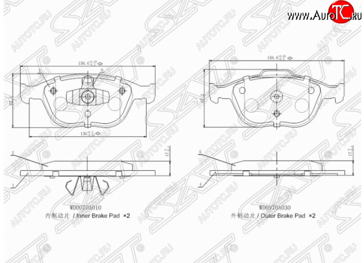 1 399 р. Комплект передних тормозных колодок SAT Ford Focus 1 хэтчбэк 3 дв. дорестайлинг (1998-2002)  с доставкой в г. Горно‑Алтайск