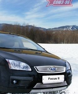 Декоративные вставки воздухозаборника в бампер Souz-96 Ford Focus 2 хэтчбэк 5 дв. дорестайлинг (2004-2008)