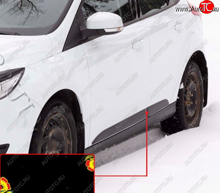 619 р. Молдинг двери задний левый RA  Ford Focus  3 (2014-2019) седан рестайлинг, универсал рестайлинг, хэтчбэк рестайлинг (Поверхность шагрень)  с доставкой в г. Горно‑Алтайск
