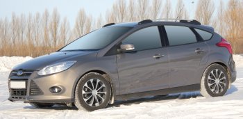 8 799 р. Комплект рейлингов АПС  Ford Focus  3 (2010-2019) хэтчбэк дорестайлинг, хэтчбэк рестайлинг (Черные, без поперечин)  с доставкой в г. Горно‑Алтайск. Увеличить фотографию 2