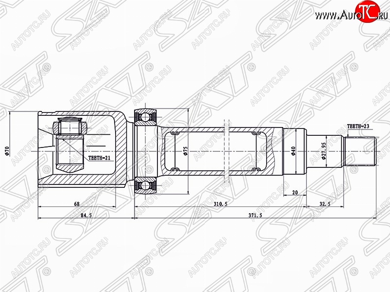 4 899 р. Шрус SAT (внутренний, 21*23*40 мм)  Ford Fusion  1 (2002-2012) хэтчбэк дорестайлинг,  рестайлинг, хэтчбэк  с доставкой в г. Горно‑Алтайск