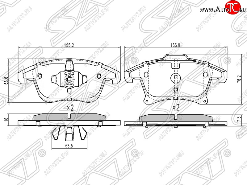 1 589 р. Колодки тормозные SAT (передние)  Ford Mondeo ( MK5 CD391,  MK5,CD391) (2014-2024) дорестайлинг седан, дорестайлинг универсал, рестайлинг универсал, рестайлинг, седан  с доставкой в г. Горно‑Алтайск