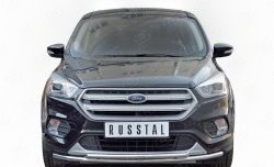 Защита переднего бампера (2 трубыØ42 мм, нержавейка) SLITKOFF Ford Kuga 2 рестайлинг (2016-2019)