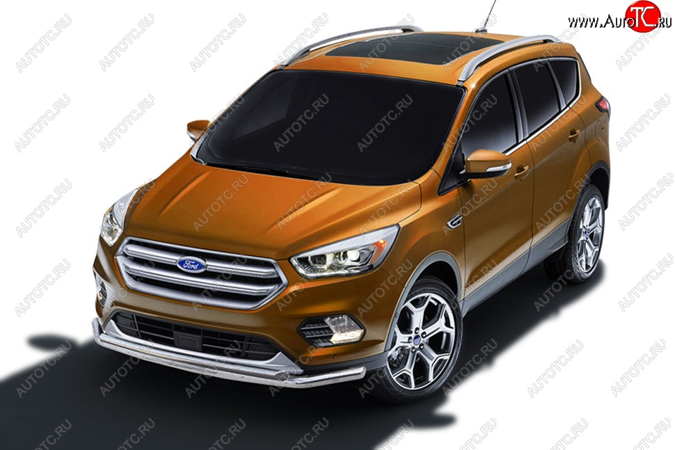 12 999 р. Защита заднего бампера Slitkoff (двойная, d57/42)  Ford Kuga  2 (2016-2019) рестайлинг (Нержавейка, Полированная)  с доставкой в г. Горно‑Алтайск