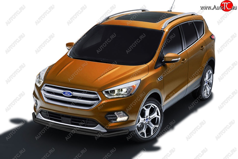 8 199 р. Защита заднего бампера Slitkoff (двойная, d57/42) Ford Kuga 2 рестайлинг (2016-2019) (Сталь с полимерным покрытием. Цвет: чёрный)  с доставкой в г. Горно‑Алтайск