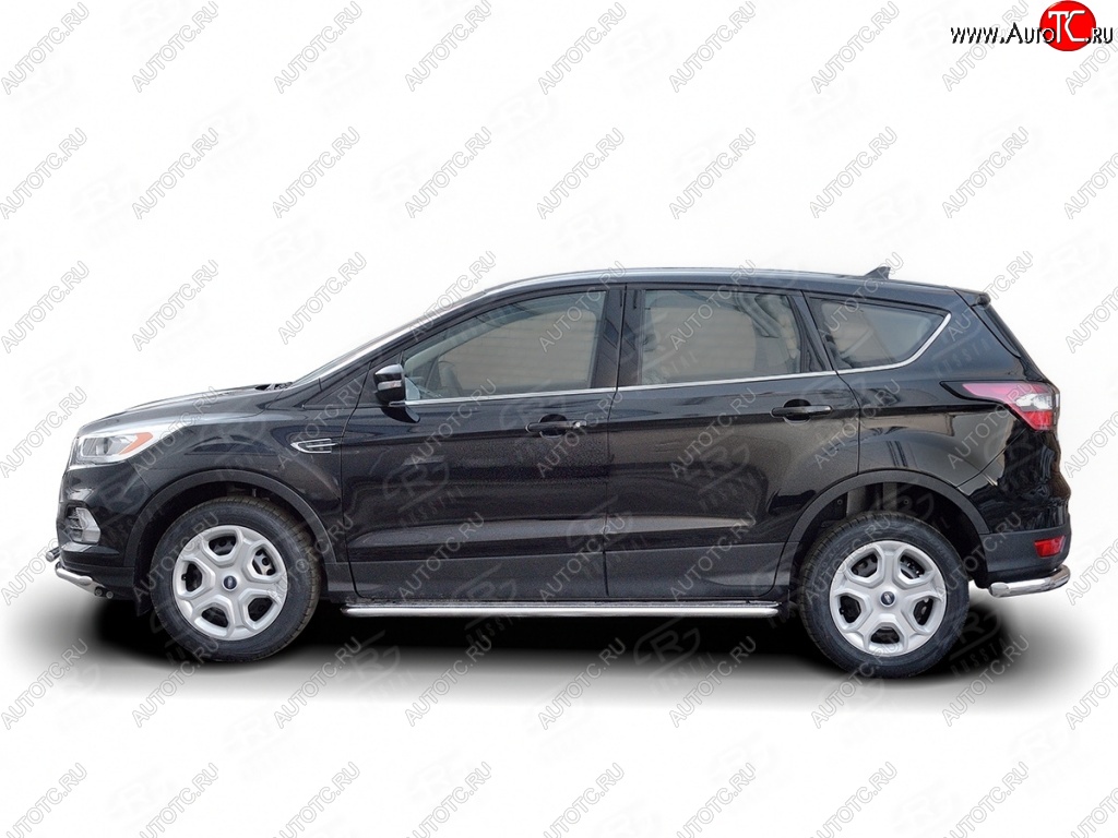 26 999 р. Порожки для ног (Ø42) SLITKOFF Ford Kuga 2 рестайлинг (2016-2019) (лист - алюминий, профиль - нержавейка)  с доставкой в г. Горно‑Алтайск