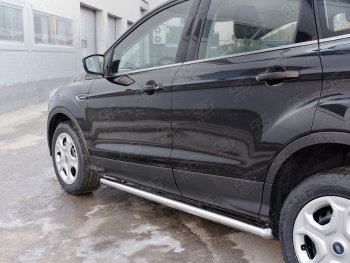 Защита порогов из круглой трубы диаметром 63 мм SLITKOFF v3 Ford Kuga 2 рестайлинг (2016-2019)