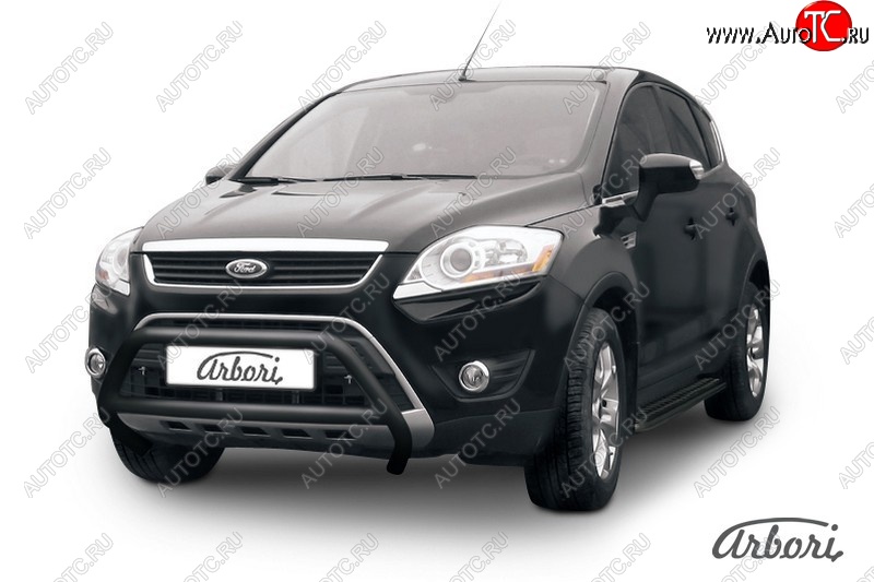 11 789 р. Защита переднего бампера Arbori (низкая, черная, d57 mm) Ford Kuga 1 (2008-2013)  с доставкой в г. Горно‑Алтайск