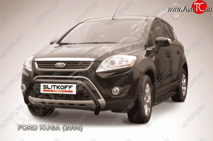 15 849 р. Кенгурятник d57 Slitkoff (низкий) Ford Kuga 1 (2008-2013) (Цвет: серебристый)  с доставкой в г. Горно‑Алтайск