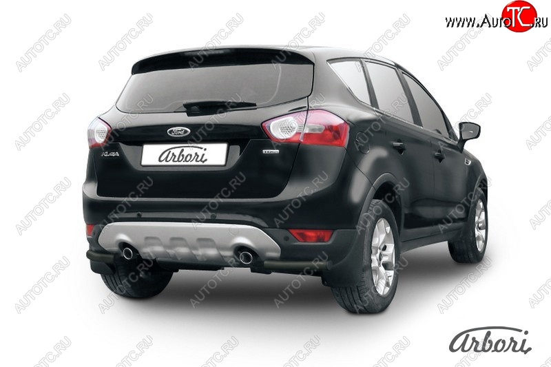 7 019 р. Защита заднего бампера Arbori (уголки, черная, 1 труба d57 mm). Ford Kuga 1 (2008-2013)  с доставкой в г. Горно‑Алтайск