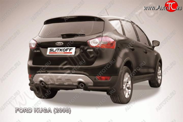 4 999 р. Защита заднего бампера d57 Slitkoff (d57, черная, короткая) Ford Kuga 1 (2008-2013) (Цвет: серебристый)  с доставкой в г. Горно‑Алтайск