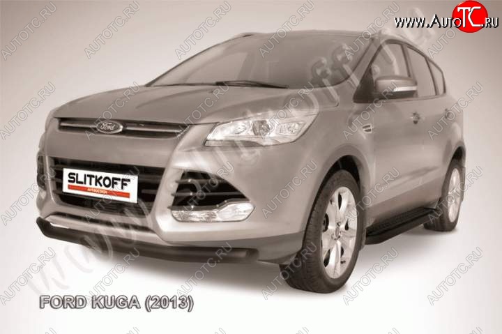 8 199 р. Защита переднего бампера Slitkoff (труба d76)  Ford Kuga  2 (2013-2016) дорестайлинг (Цвет: серебристый)  с доставкой в г. Горно‑Алтайск