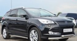 13 849 р. Защита порогов из круглой трубы диаметром 63 мм Russtal Ford Kuga 2 дорестайлинг (2013-2016) (Защита порогов с со скосами на торцах (вариант 1))  с доставкой в г. Горно‑Алтайск. Увеличить фотографию 12