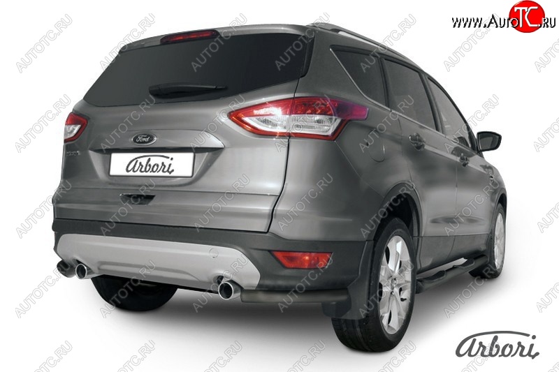 5 399 р. Защита заднего бампера Arbori (уголки, черная, 1 труба d57 mm). Ford Kuga 2 дорестайлинг (2013-2016)  с доставкой в г. Горно‑Алтайск