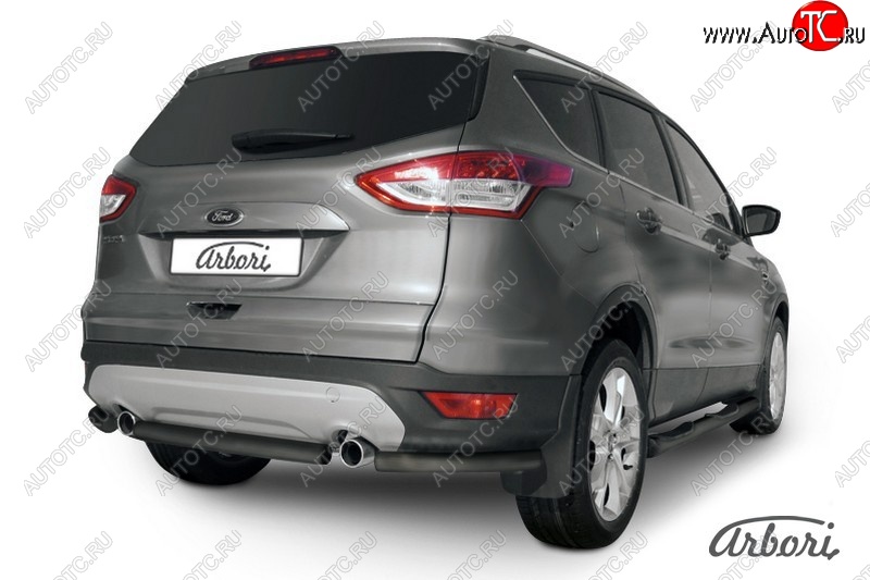 5 399 р. Защита заднего бампера Arbori (черная, 1 труба d57 mm). Ford Kuga 2 дорестайлинг (2013-2016)  с доставкой в г. Горно‑Алтайск