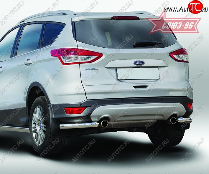 8 189 р. Защита заднего бампера из боковых уголков Souz-96 (d60) Ford Kuga 2 дорестайлинг (2013-2016)  с доставкой в г. Горно‑Алтайск